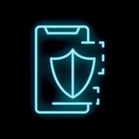 Neon icon of smartphone showing mobile security concept vector