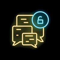 Neon icon of unlocked padlock over speech bubbles representing data security vector