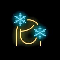 Neon sign showing air conditioning with snowflakes for cold air conditioning vector