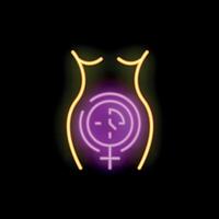 Neon icon representing menstrual cycle tracking using calendar vector