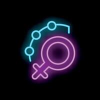 Neon female symbol with connected dots representing social network vector