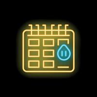 Neon icon of calendar showing menstrual cycle day vector