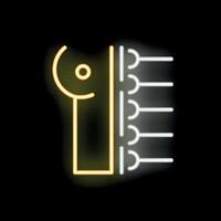 Neon icon of magnifying glass scanning over computer code vector