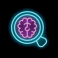 Neon sign showing brain inside coffee cup mug representing coffee boosting brain power vector