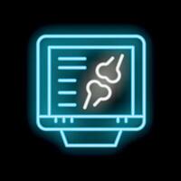 Neon icon of x ray image displaying spine on monitor screen vector