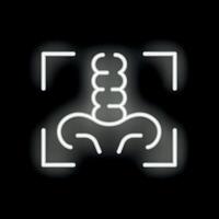 Neon sign showing x ray of pelvis bones on black background vector