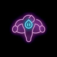 Neon style icon of female reproductive organs with water drop representing menstruation vector
