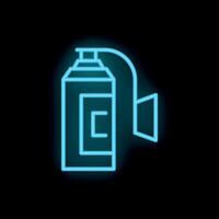 Neon icon of spray can glowing on black background vector