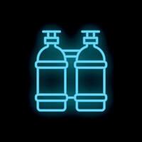 Neon blue aqualung for diving showing two oxygen tanks connected on black background vector
