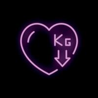 Neon heart showing weight loss with down arrow and kilograms vector