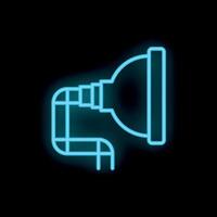 Neon style icon of plunger with toilet water splashing for plumbing service vector