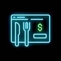 Neon sign representing the concept of online food ordering and delivery vector