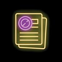 Neon sign showing forbidden document icon on black background vector