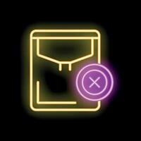 Neon icon of mail envelope with delete sign glowing in the dark vector