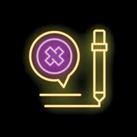 Neon sign representing signing a contract or important document using an x with a pen vector