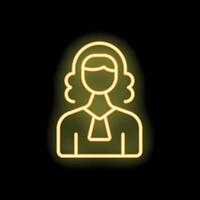 Neon icon of a judge wearing a traditional wig representing justice vector