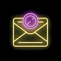 Neon icon of closed envelope with stop sign showing unsent email vector