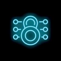 Neon padlock icon representing cybersecurity and data encryption vector