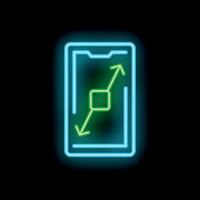 Neon smartphone showing diagonal resize gesture on screen vector