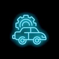 Neon icon of car maintenance, repair and settings customization vector
