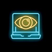 Neon icon of eye showing computer vision concept vector