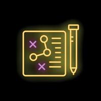 Neon strategy planning icon with notes and markers vector