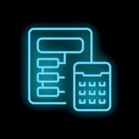 Neon workflow process management icon with calculator representing budget planning vector