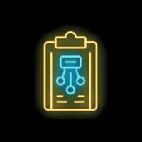 Neon clipboard showing algorithm for machine learning process vector
