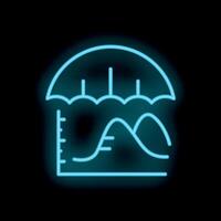 Neon icon of parachute protecting a graph showing economic recovery vector