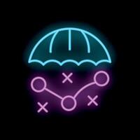 Neon icon of parachute protecting network connections from errors vector