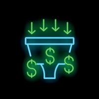 Neon sales funnel increasing money converting leads generating profit vector