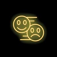 Neon icon of changing customer feedback from positive to negative vector