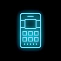 Neon pos terminal accepting contactless payment using nfc technology vector