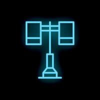 Neon wind direction indicator sign showing wind blowing from left to right vector