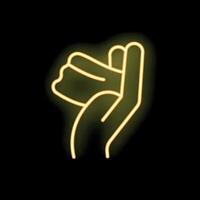 Neon yellow hand gesturing small amount on black background vector