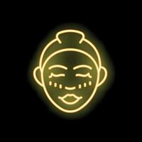 Woman wearing a cosmetic face mask in neon style vector