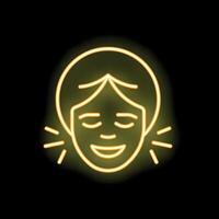 Neon sign representing a woman smiling and whispering a secret vector