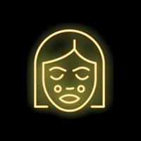 Neon sign showing a woman face with pigmentation spots vector