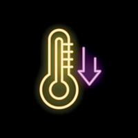 Neon thermometer showing temperature dropping down vector