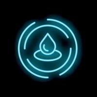 Neon icon of water drop splashing in puddle forming ripples vector