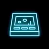 Neon icon of ultrasound machine showing fetus on screen vector