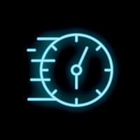 Neon blue clock showing fast moving time vector