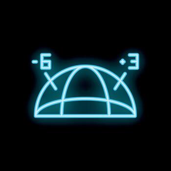 Neon globe icon showing global positioning system coordinates vector