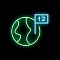 Neon icon of planet earth showing number twelve flag for climate change awareness vector