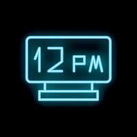 Neon sign showing 12 pm on black background vector