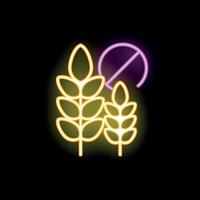 Neon style icon showing gluten free diet with wheat and forbidden symbol vector