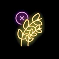 Neon style icon representing gluten free food with wheat branch and cross sign vector