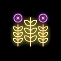 Neon icon of wheat or barley damaged by pests with cross sign representing crop failure vector