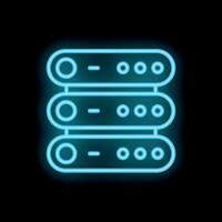 Neon server icon glowing on dark background vector