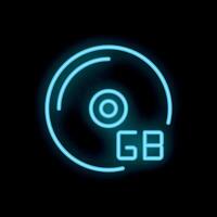 Neon icon of cd disk showing 6 gb storage capacity vector